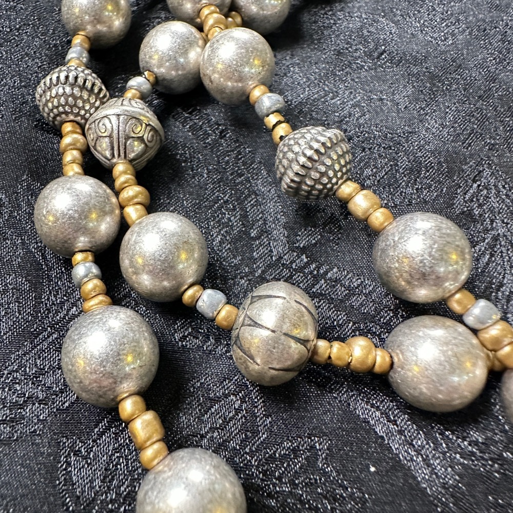 Coldwater Creek Endless Treasure Necklace Faux Pearl Silver Long Strand NWT - Picture 6 of 8